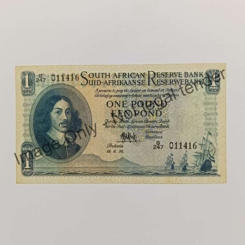 MH de Kock one pound 19-6-56 - E/A - B247 - AU with dents & creases