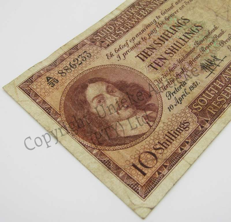MH de Kock Ten Shillings 1951 - A/E - A39 - F+