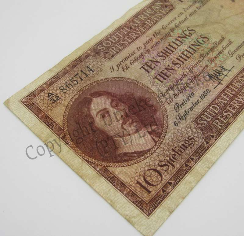Mh de Kock Ten Shillings 1950 - E/A - A32 - aVF