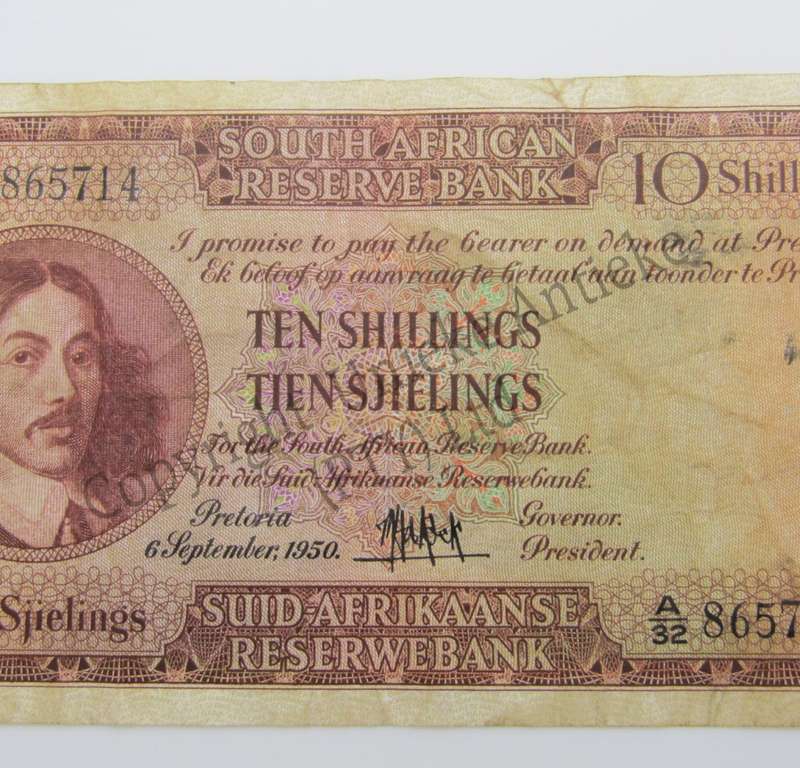 Mh de Kock Ten Shillings 1950 - E/A - A32 - aVF