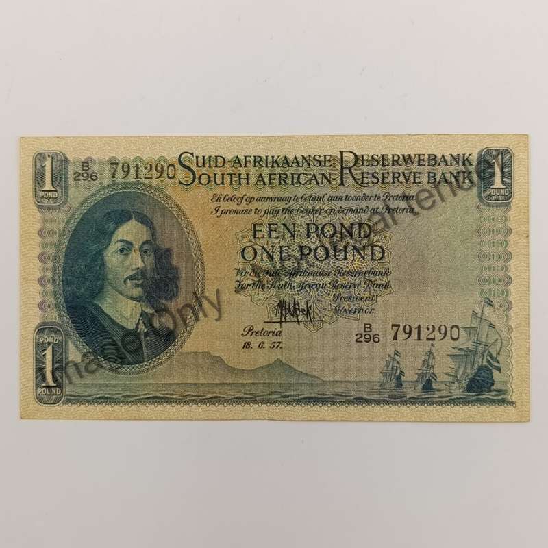 MH de Kock one pound 18-6-57 - B296 - EF