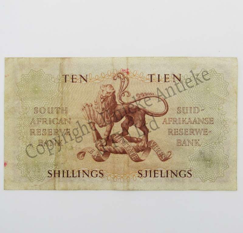 MH de Kock Ten Shillings 1950 - E/A - A32 - VF+