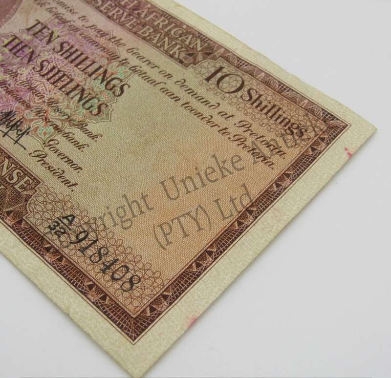 MH de Kock Ten Shillings 1950 - E/A - A32 - VF+