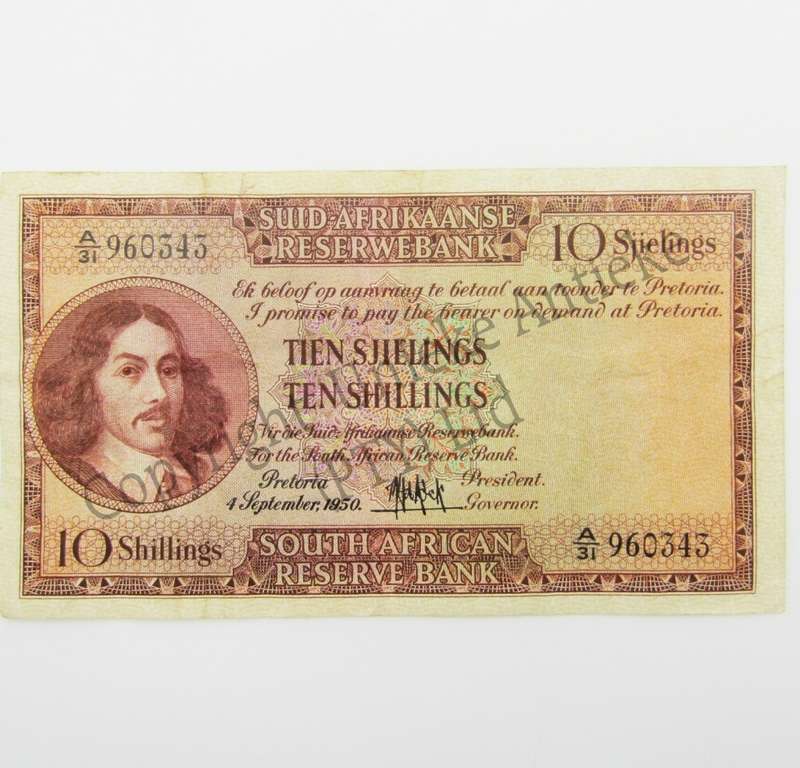 MH de Kock Ten Shillings 1950 - A/E - A31 - VF