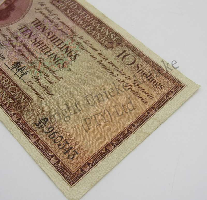MH de Kock Ten Shillings 1950 - A/E - A31 - VF