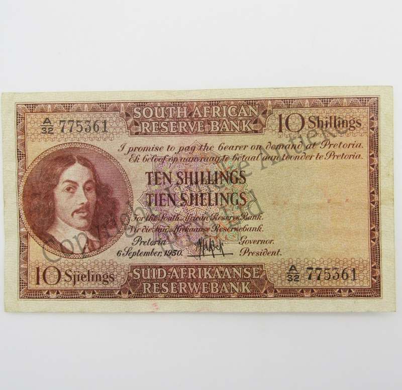 MH de Kock Ten SHillings 1950 - E/A - A32 - VF
