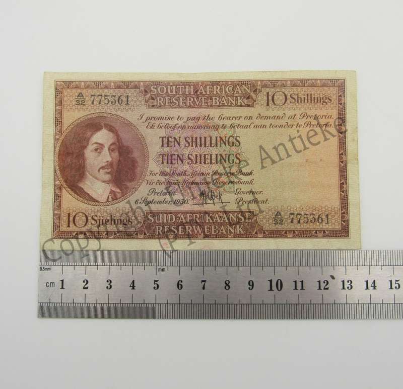 MH de Kock Ten SHillings 1950 - E/A - A32 - VF