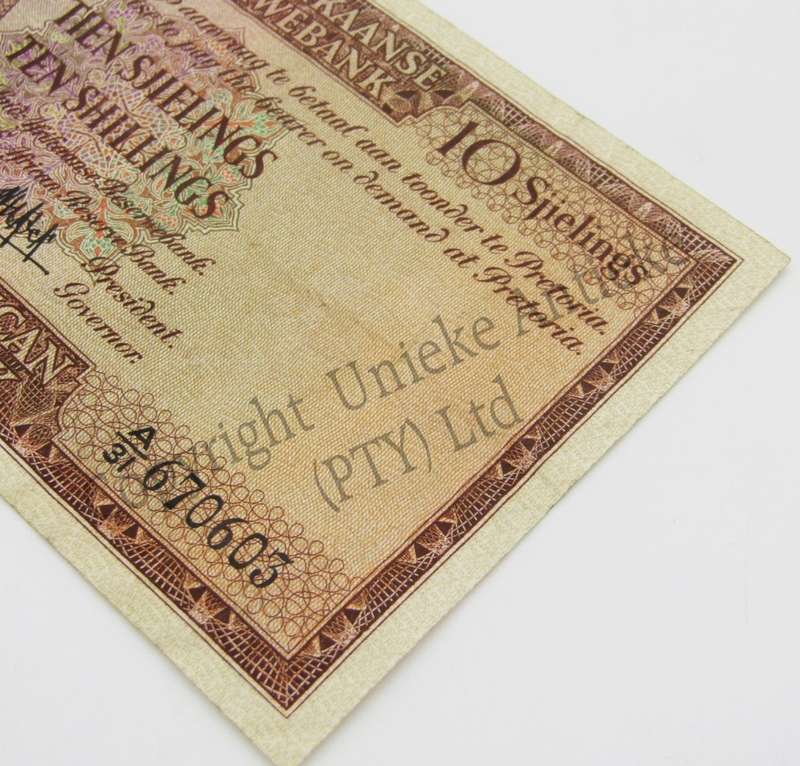MH de Kock Ten Shillings 1950 A/E - A31 - VF+