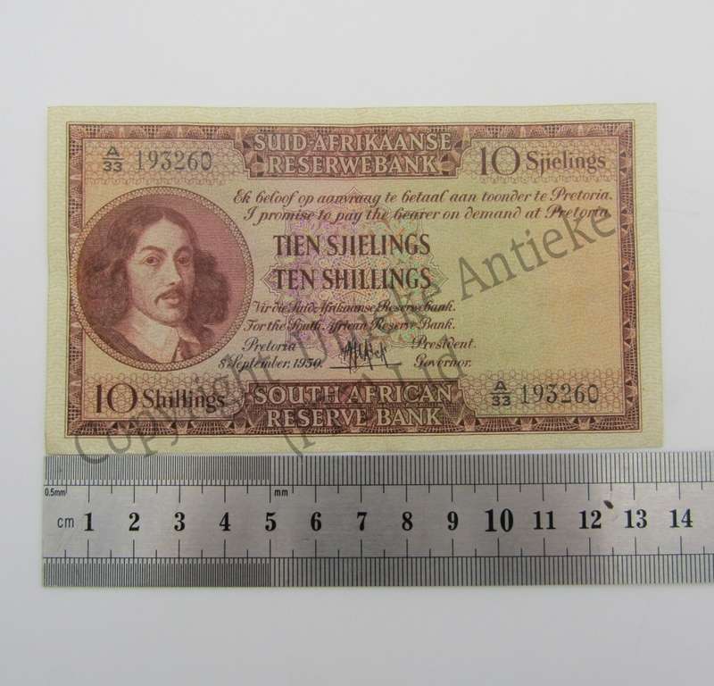 MH de Kock Ten Shillings 1950 A/E - A33 - EF+