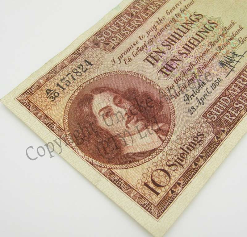 MH de Kock Ten Shillings 1950 - E/A - A30 - EF