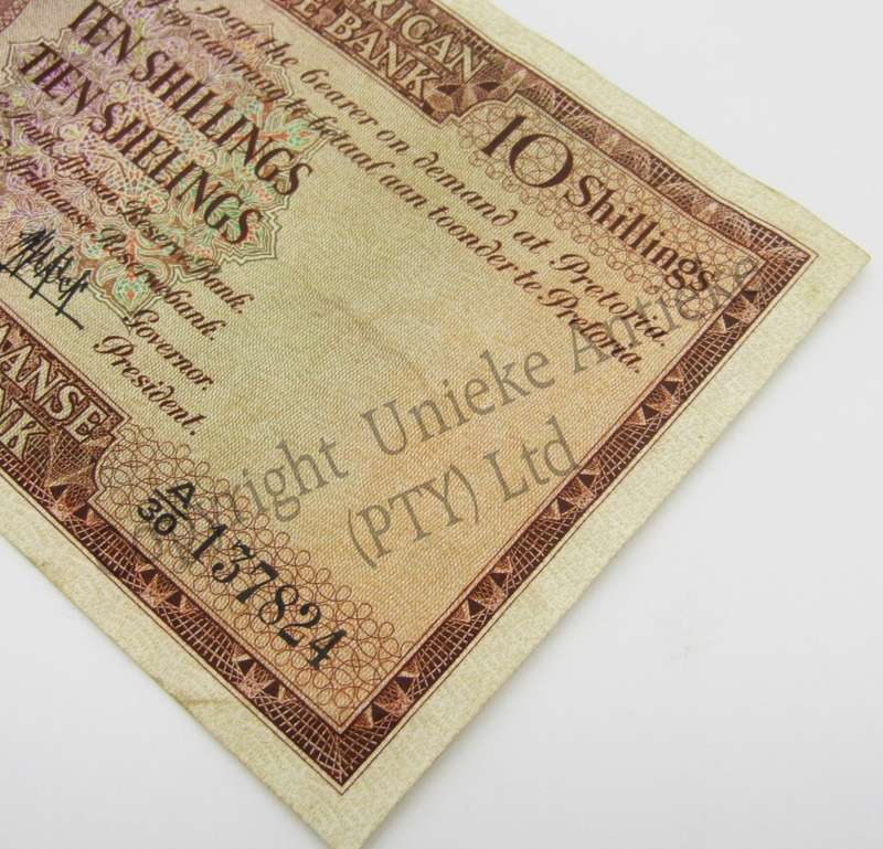 MH de Kock Ten Shillings 1950 - E/A - A30 - EF