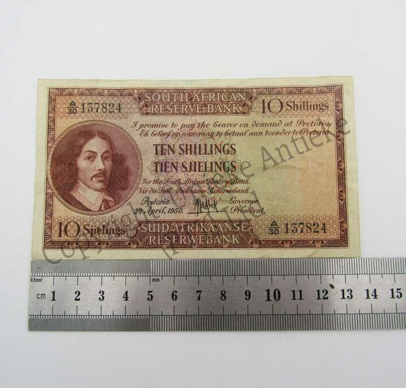MH de Kock Ten Shillings 1950 - E/A - A30 - EF