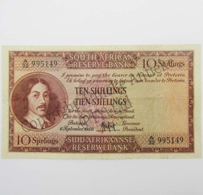 MH de Kock Ten Shilling 1950 - E/A - A32 - EF+