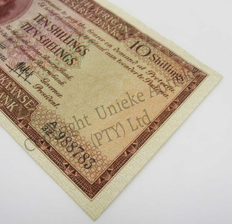 MH de Kock Ten Shillings 1950 - E/A - A32 - EF+
