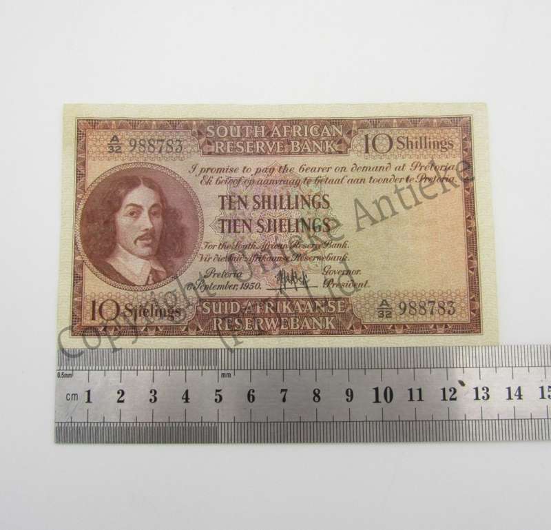 MH de Kock Ten Shillings 1950 - E/A - A32 - EF+
