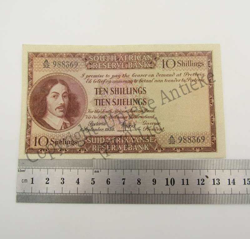 MH de Kock Ten Shillings 1950 - E/A - A32 - EF+ with creases