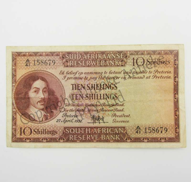 MH de Kock Ten Shillings 1951 - A/E - A41 - EF+