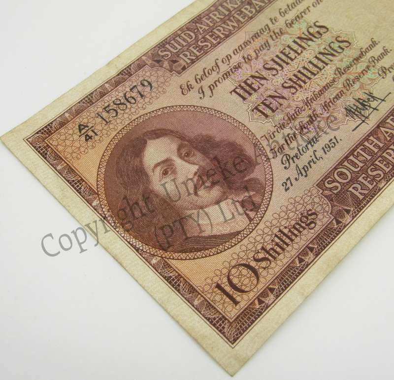 MH de Kock Ten Shillings 1951 - A/E - A41 - EF+