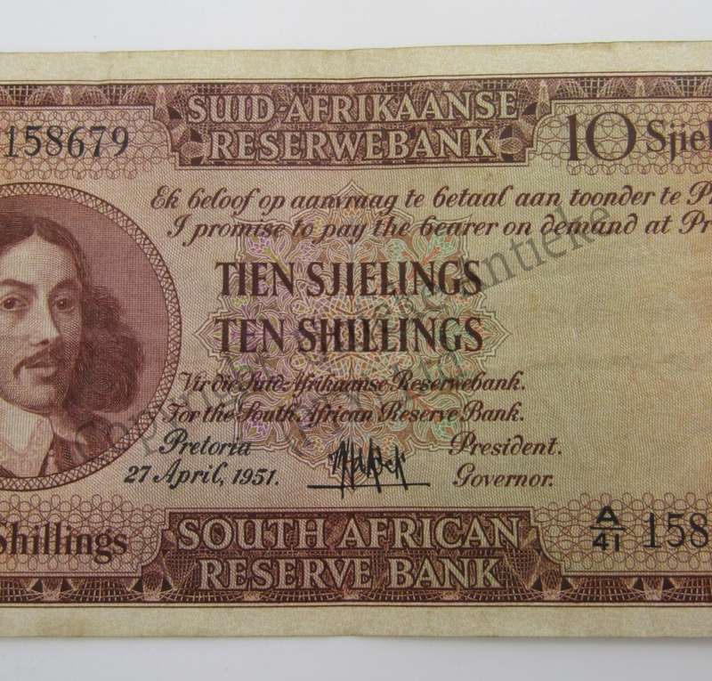 MH de Kock Ten Shillings 1951 - A/E - A41 - EF+