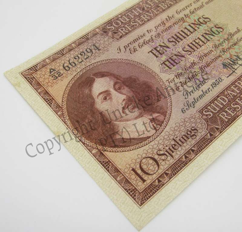 MH de Kock Ten Shillings 1950 - E/A - A32 - AU ( Uncirculated with 2 folds )