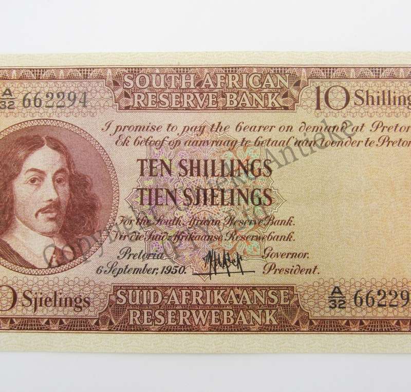 MH de Kock Ten Shillings 1950 - E/A - A32 - AU ( Uncirculated with 2 folds )