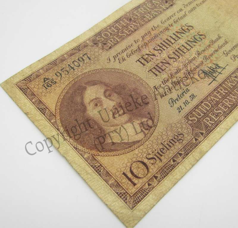 MH de Kock Ten Shillings 1958 - E/A - A165 - VF