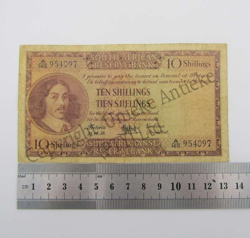 MH de Kock Ten Shillings 1958 - E/A - A165 - VF