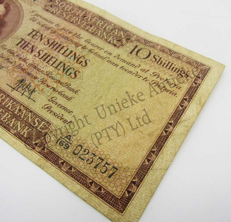 MH de Kock Ten Shillings 1958 - E/A - A169 - VF