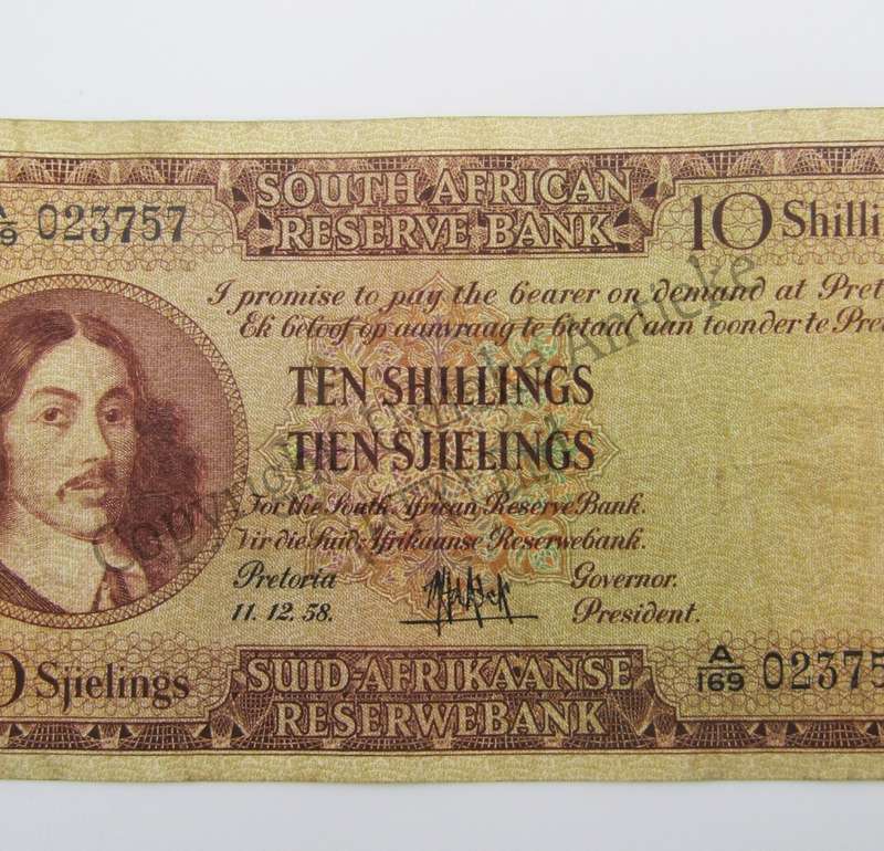 MH de Kock Ten Shillings 1958 - E/A - A169 - VF