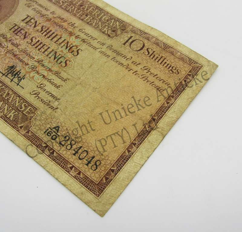 MH de Kock Ten Shillings 1958 - E/A - A160 - VF