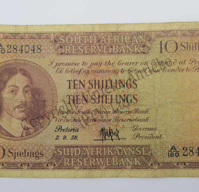 MH de Kock Ten Shillings 1958 - E/A - A160 - VF