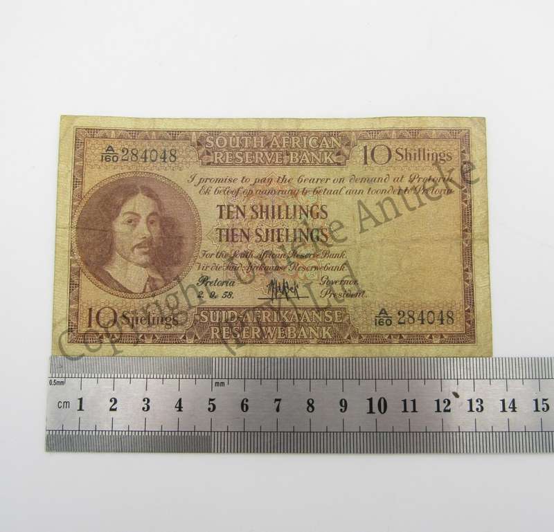 MH de Kock Ten Shillings 1958 - E/A - A160 - VF