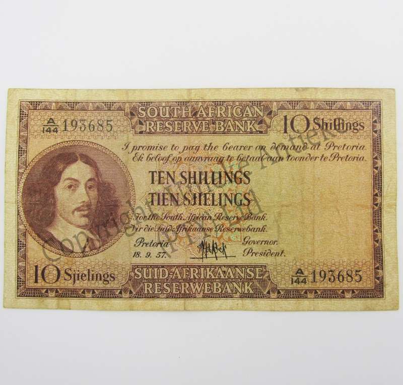 MH de Kock Ten Shillings 1957 - E/A - A144 - VF