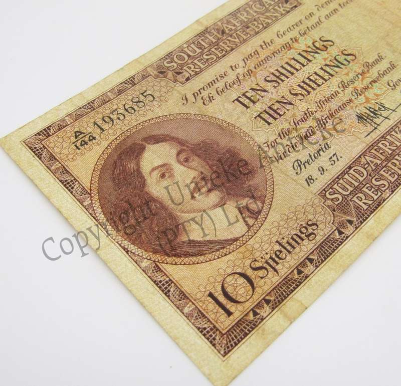 MH de Kock Ten Shillings 1957 - E/A - A144 - VF