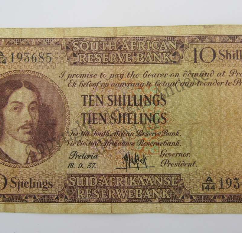 MH de Kock Ten Shillings 1957 - E/A - A144 - VF