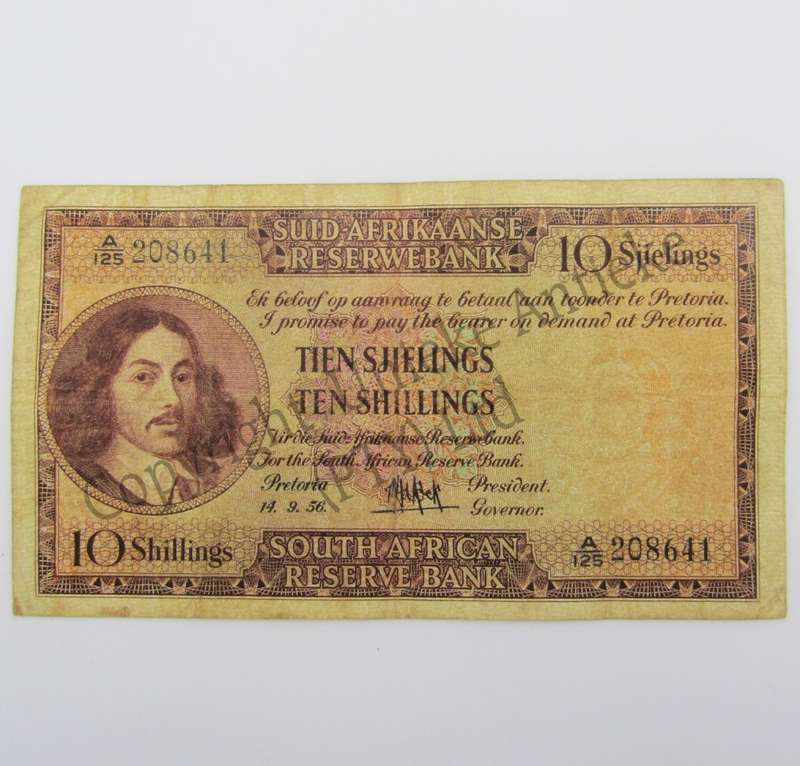 MH de Kock Ten Shillings 1956 - A/E - A125 - VF