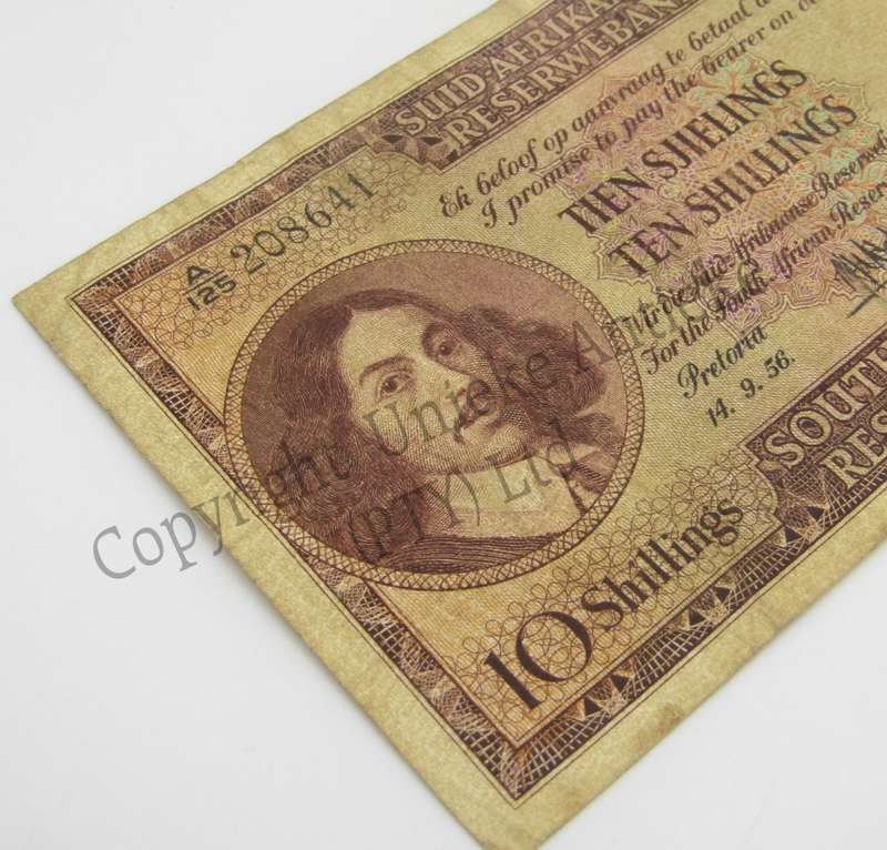 MH de Kock Ten Shillings 1956 - A/E - A125 - VF