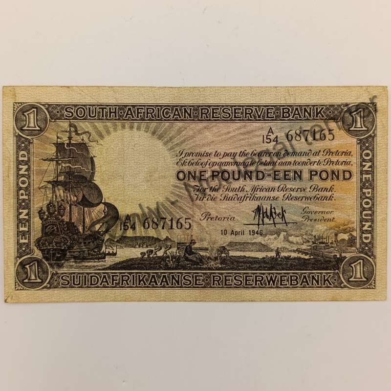 MH de Kock one pound 10 April 1946 - A154 - EF