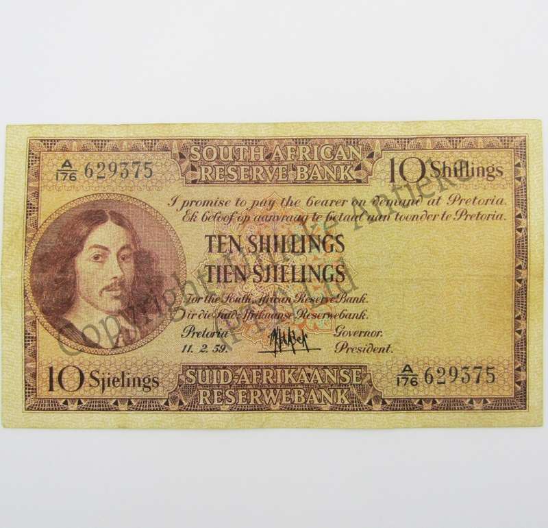 MH de Kock Ten Shillings 1959 - E/A - A176 - VF+