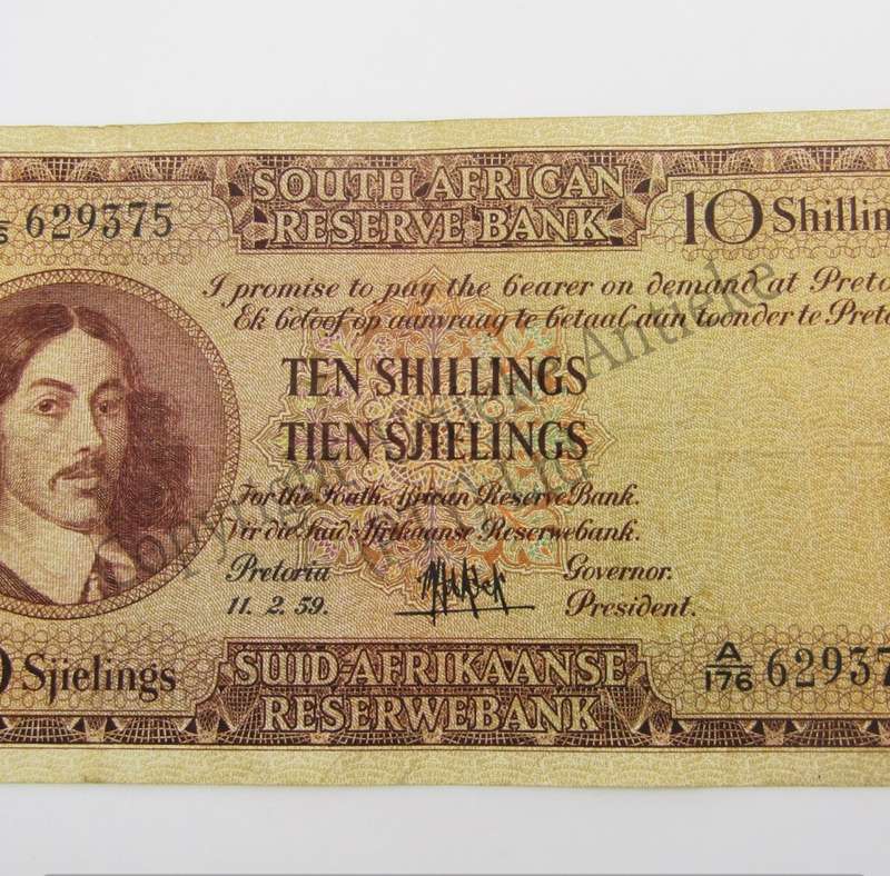 MH de Kock Ten Shillings 1959 - E/A - A176 - VF+