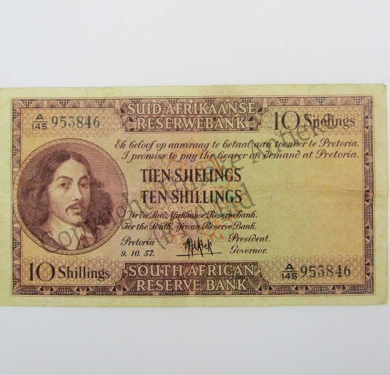 MH de Kock Ten Shillings 1957 - A/E - A145 - VF