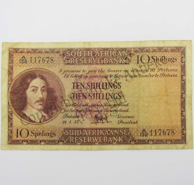 MH de Kock Ten Shillings 1957 - E/A - A138 - VF