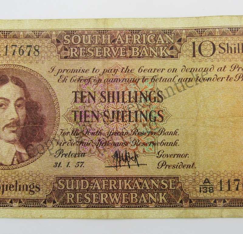 MH de Kock Ten Shillings 1957 - E/A - A138 - VF