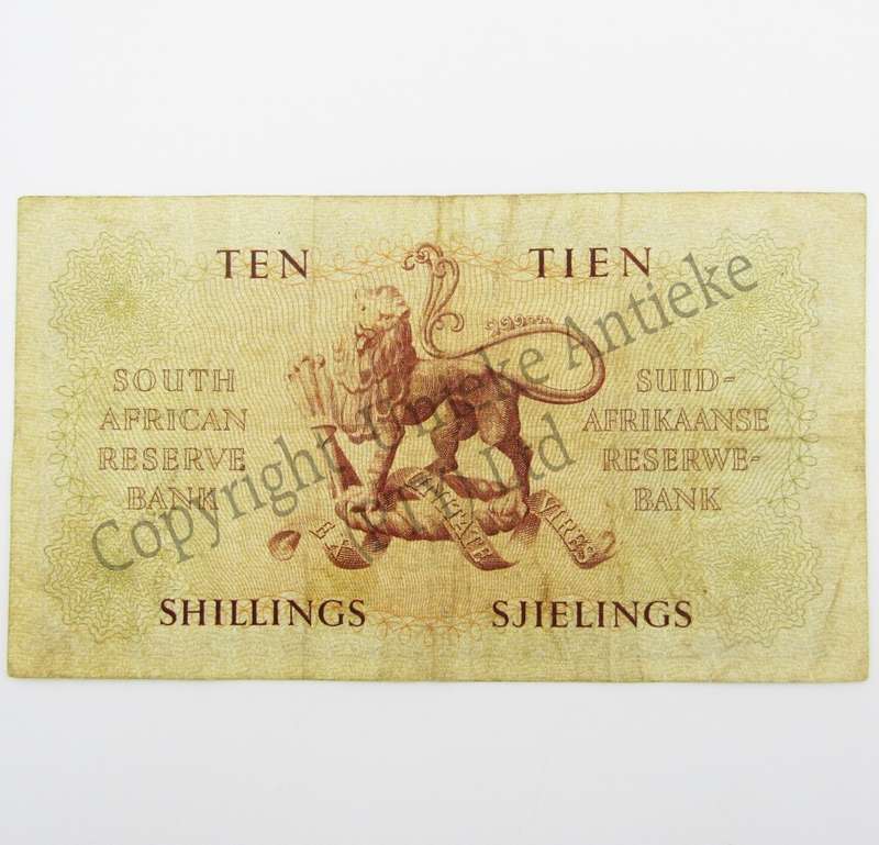 MH de Kock Ten Shillings Banknote 1956 - A/E - A113 - VF+