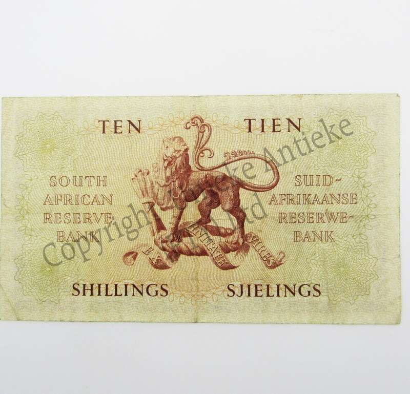 MH de Kock Ten Shillings Banknote 1956 - A/E - VF+ - A122