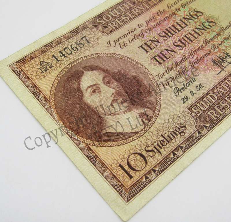 MH de Kock Ten Shillings Banknote 1956 - A/E - VF+ - A122