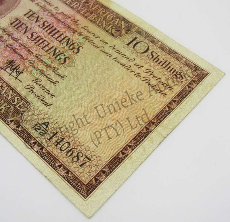 MH de Kock Ten Shillings Banknote 1956 - A/E - VF+ - A122