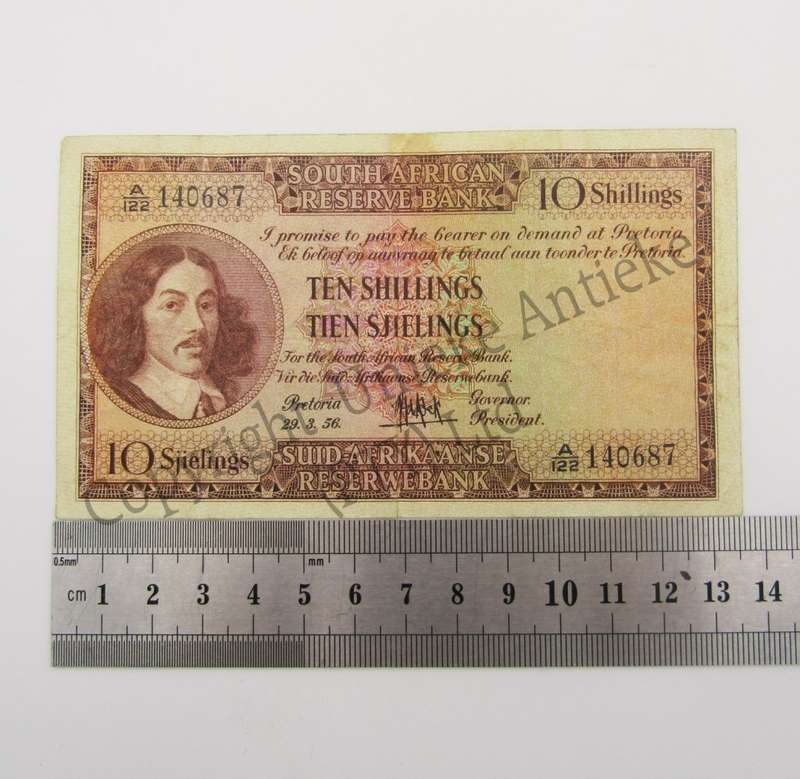 MH de Kock Ten Shillings Banknote 1956 - A/E - VF+ - A122