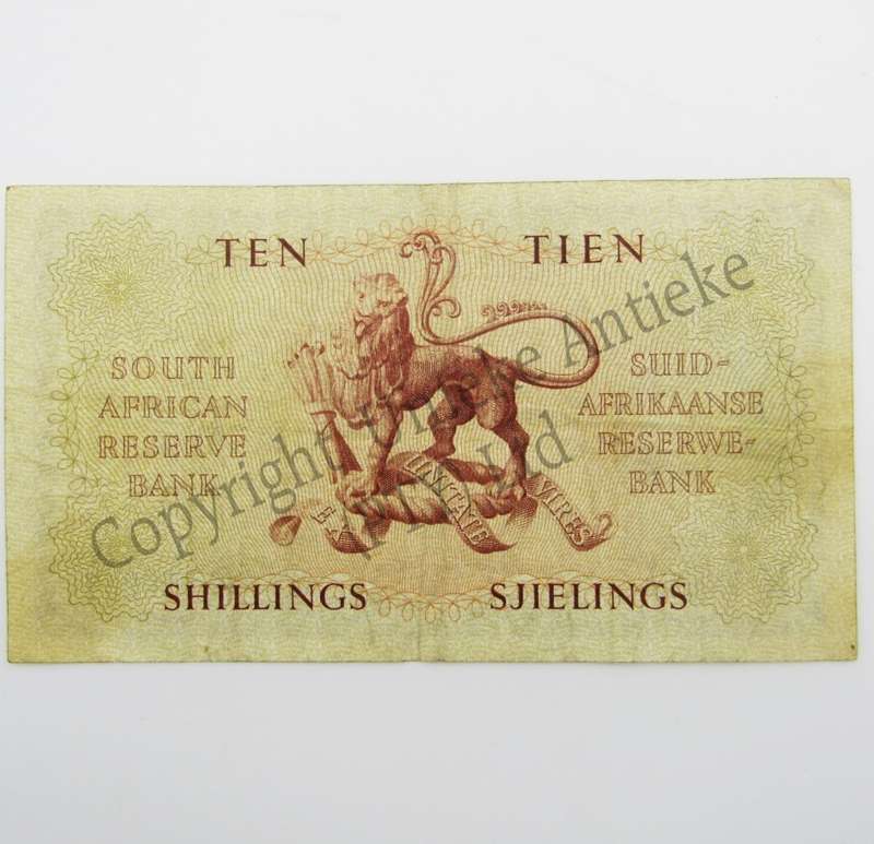 MH de Kock Ten Shillings Banknote 1956 - A/E - VF+ - A131