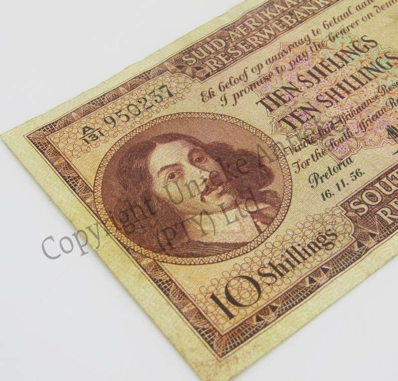 MH de Kock Ten Shillings Banknote 1956 - A/E - VF+ - A131